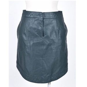 Maeve Anthropologie Green Vegan Leather Skirt